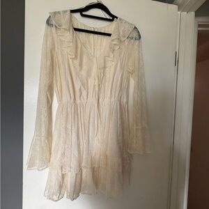 Elegant Cream Long Sleeve Dress